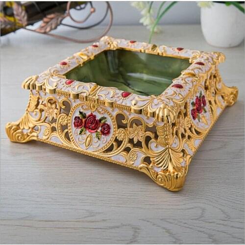 European suqare smoking trayashtray crystal large ashtray gold ashtray smoking accessories ash tray vintage AT015