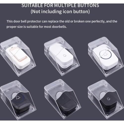 OOTDTY Waterproof Cover for Wireless Doorbell Door Bell Ring Chime Button Transparent