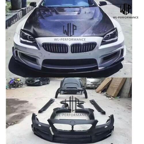 High Quality FRP Carbon Fiber Front Rear Bumper Hood Side Skirts Front Rear Lip Rear Spoiler For BMW F12 F13 M6 PD Style 12-15