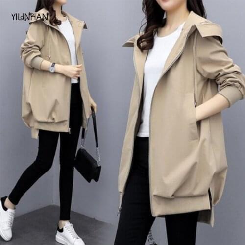 YILIHAN 2021 New Womens Jacket Hooded Long Sleeve Casual Windbreaker Female Loose Jackets Oversize Ladies Outerwear Plus Size