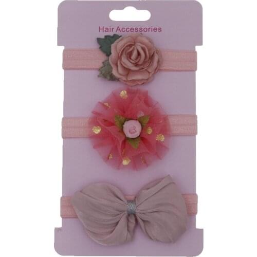 Yundfly 3pcs/lot Bows Headband Newborn Baby Girls Elastic Princess Hairbands Kids Cute Flower Headwear Gifts Sets