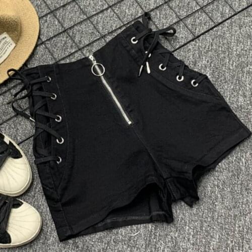 Plus size 5XL!Summer High Waist Denim Shorts For Women Blue Black Short Jeans Fashion Lace Up