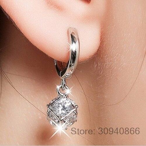 New arrival shiny CZ zircon 925 sterling silver ladies`stud earrings jewelry birthday gift wholesale anti-allergic women