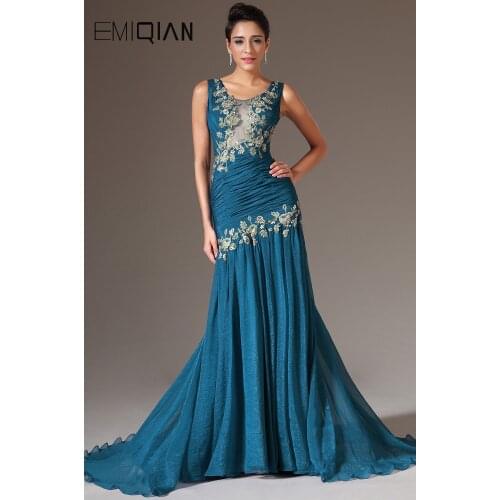 Freeshipping New Trumpet / Mermaid Scoop Neckline Court Train Formal Evening Dress