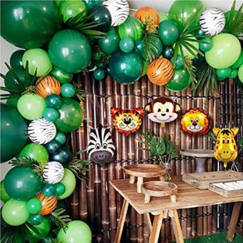 1set Kids Jungle Safari Theme Party Birthday Decoration Balloons Dark Green Animal Print Latex Kid Toys Birthday Party balloon