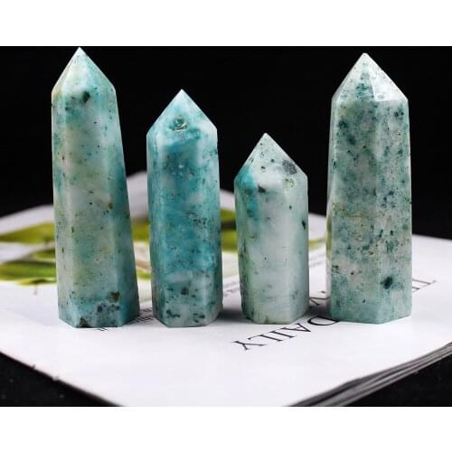 1PC Natural Quartz Green Phoenix Stone Wand Crystal Stone Healing Energy Point Obelisk Ore Mineral Specimen Craft Home Decor