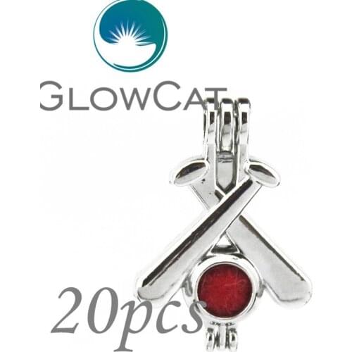 20x KK606 Silver Baseball Ball Oyster Pearl Cage Jewelry Making Supplies Beads Cage Pendant Essential Oil Diffuser Locket