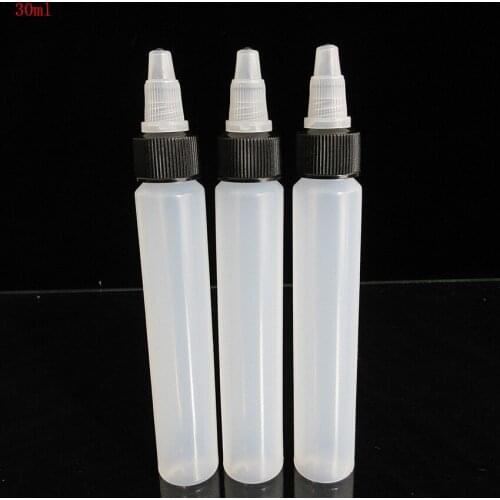 30ml PE Plastic Soft Bottle,Pen Shape Squeezable Dropper Bottle with Twist Cap,Empty Refillable Bottle use for Stamp/tattoo ink