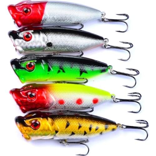 5pc 6.5cm 13g Popper Fishing Lures 3D Eyes Fishing Hard Bait Crankbait Wobblers Tackle Isca Poper Japan Floating Pesca