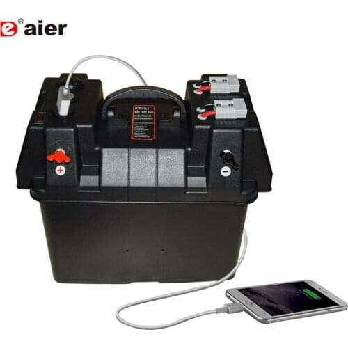 24-27 Group Smart Marine Battery Box with USB Charger & 12V Socket & Voltmeter Automotive Marine RV Camper Safely Stores