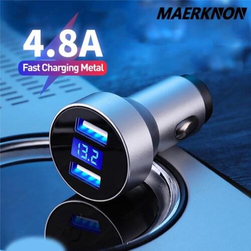 Car Charger Dual USB LED Display Quick Charge For Xiaomi Samsung iPhone Huawei Tablet Universal Mobile Phone Adapter Car Charger