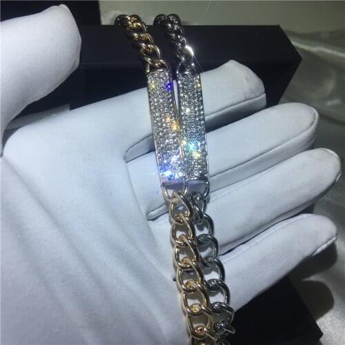 Classic Lovers Tennis bracelet White Rose Gold Filled Crystal cz Chain Party bracelets for women men Fashion Jewerly