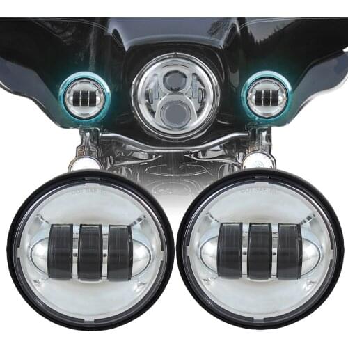 Black/Chrom 4-1/2" 4.5 Inch 30W LED Fog Light Projector Auxiliary Headlight Motorcycle Passing Lamp