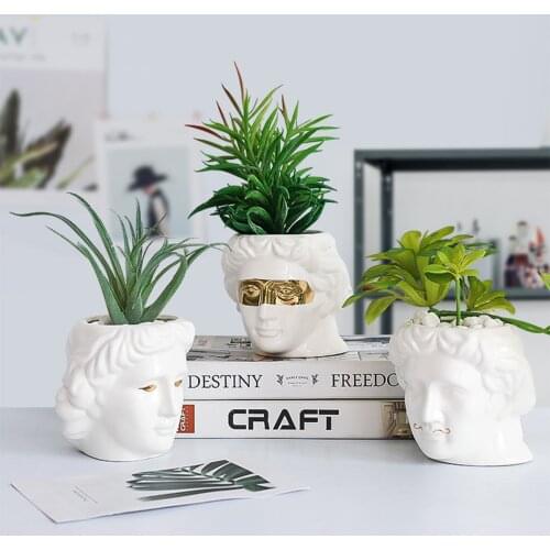 Vase Home Desktop Decoration Modern Nordic Crafts Dried Flower Arrangement Small Body Flower Pot White Ceramic David Sculpture