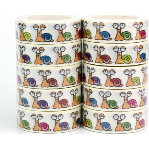 10pcs/lot Decorative Cute Colorful Snails Washi Tapes Paper DIY Scrapbooking Stickers Japanese Masking tape Wholesale Stationery