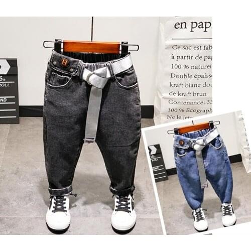 Childrens Wear Childrens Pants 2020 Spring Autumn New Baby Stretch Jeans Boy Girl Pants Korean Version Of Trousers + belt