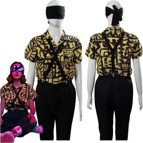 Girl Eleven Stranger Cosplay Things Eleven Shirt Eyeshade Full Set Halloween Carnival Party Costume For Women