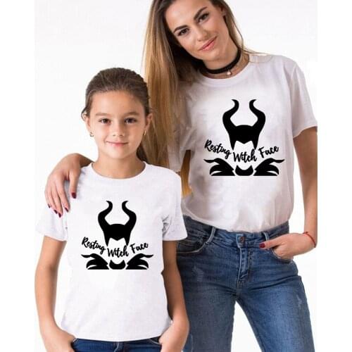 Maleficent Disney Princess Printed T Shirt Summer Short Sleeve Casual Loose New Fashion Girls Tee Shirts Family Matching Clothes