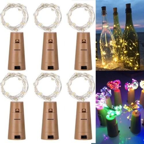Fairy Lights Battery Powered Garland Christmas Copper Wire Wine Bottle Cork Led Lights String for Wedding Christmas Decoration