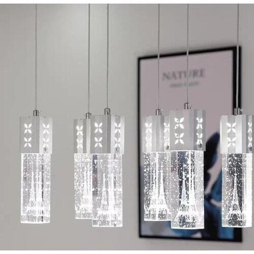 Crystal Pendant Light 3 Head LED Lights Bubble New Modern Column pendant Lamp pyramid Transparent Pendant lamps