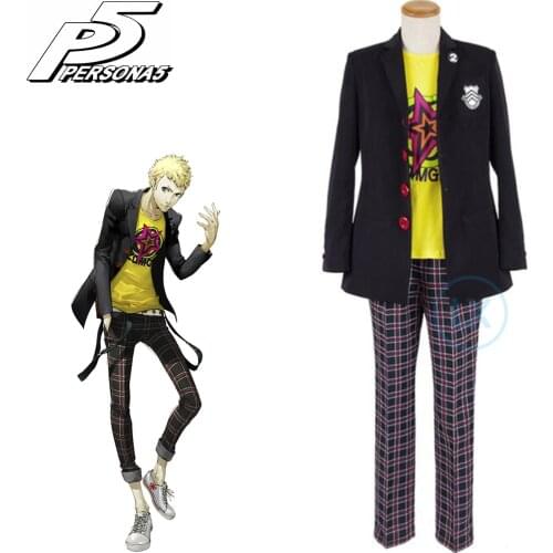Game Megami Tensei Persona 5 Sakamoto Ryoji Original Outfit Uniform Cosplay Costume Halloween Party For Full Set