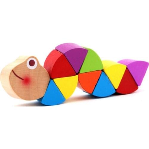 Crawling Toy Shape Changing Toy Wooden Infant Blocks Brain Developmental Caterpillar Twisting Baby Block Creative Game