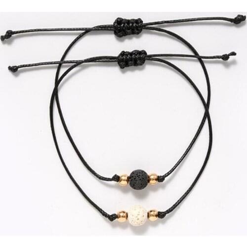 Exquisite Round Lovers 2pcs Set Hand Woven Rope Bead Bracelet for Women Valentines Day Gift