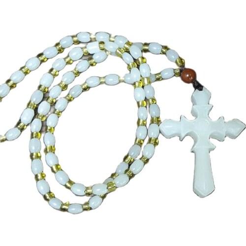 China Handmade Jade Carving Natural White Jade Cross Hanging Necklace
