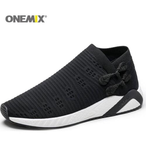 Onemix Men Running Shoes Weaving Vamp Breathable Travel Light Sport Shoes Slip Resistan Outdoor Massage Training Woman Sneakers