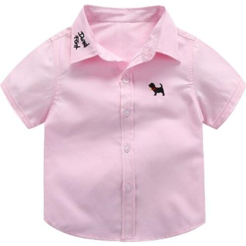 Summer Baby Boys Shirt Cute Puppy Embroidery Casual Short Sleeve Cotton Clothes Blusas Shein Kids Clothes Boys Shirts
