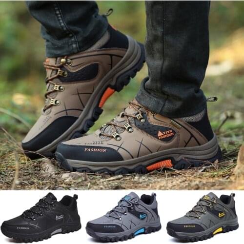 Men Hiking Shoes Waterproof Leather Soft Anti-slip Sports Shoes Military Training Climbing Sneakers Lace Up Trail Trekking Shoes