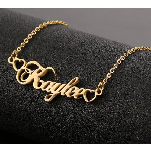 Custom Any Name Necklace Personalized Letter Heart Pendant Necklaces Charm Stainless Steel Choker Jewelry Women Wedding Gift