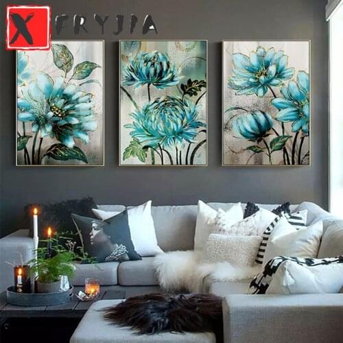 3pcs Blue Peony Flower 5D diy Diamond Embroidery Cross Stitch Diamond Painting Full Square Drill Rhinestone Pictures Home Decor