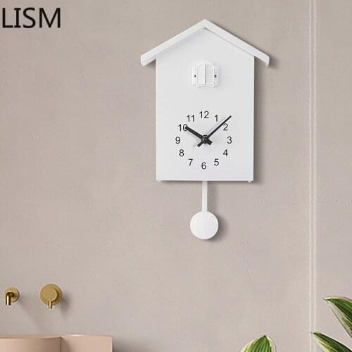 Nordic Wall Clock Wood Pendulum Clocks Wall Home Decor Silent Bedroom Horloge Cuckoo Clock Bird Modern Living Room Home Decor