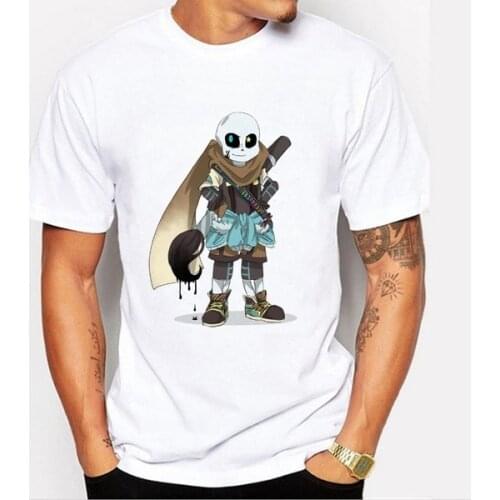 2017 New Animation Skull Undertale Latest Game Short Sleeve Men Hip Hop T-Shirt Slim Fit Tee Shirts Boy Tee