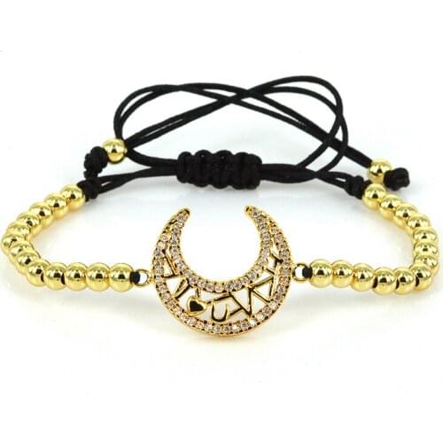 New Jewelry Women Men Bracelet White Clear Cz Zircon Heart Moon Love Charm Shape Bileklik Charm Bracelet Copper Beads Bracelet