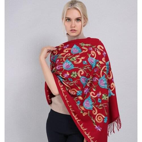 2019 New Embroidery women scarf high quality thick warm winter scarves cashmere shawls and wraps ladies pashmina bandana echarpe