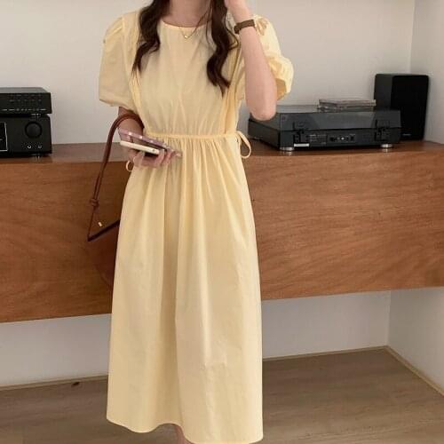 Alien Kitty Minimalist 2021 Girls Princess Party Vintage Solid Short Sleeves Casual All Match Femme Chic Long Dresses Vestidos