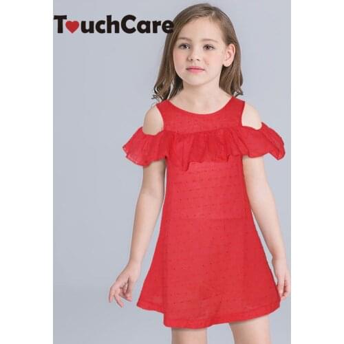Ruffles Baby Girls Princess Dresses Off-Shoulder Dress A-line Lotus Leaf Robe Fille Toddler Girl Party Dress Cotton Sundress