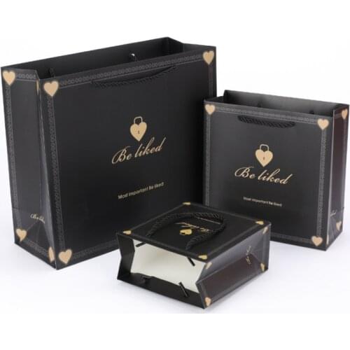 Custom Logo Printed Black Small Personalized Luxury Shopping Tote Gift Paper Bag With Ribbon Handles For Jewelry --XP2069