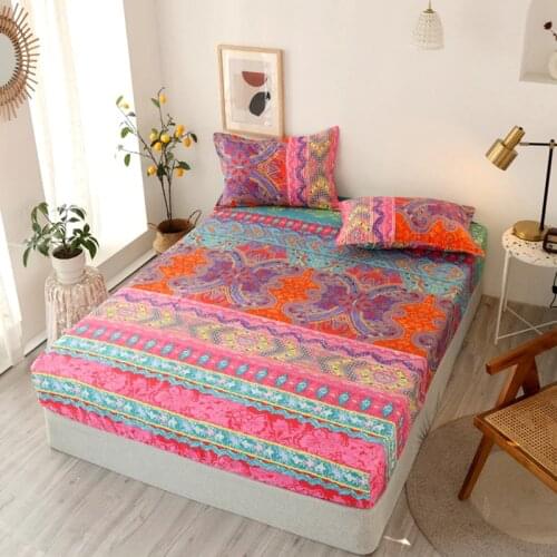 Bedding Linens King Size Heart-shaped Pattern Fitted Sheet Set For Double Bed sabanas Mattress Cover Bedding Linen home
