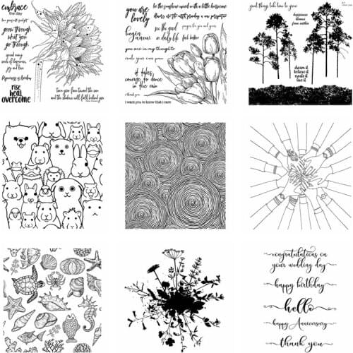 Clear Silicone Stamp Quiet Forest Hands Sea World Sunflower Tortoise Scrapbook DIY Card Album Make Crafts New Stamp 2020