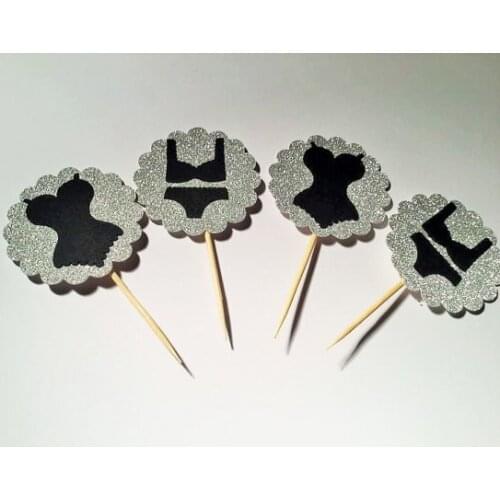 Sexy underwear Glitter Cupcake Toppers birthday Wedding Bridal baby Shower Engagement Hen Party Bachelorette toothpicks