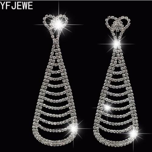 YFJEWE Hot Fashion Earings Famous Brand Austrian Crystal Earring Silver Plated drop Earrings Jewelry For Women Bijoux #E340