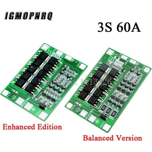 Enhance/Balance 3S 60A BMS Board/ Li-ion 12.6V 18650 BMS PCM Battery Protection Board for Li-ion Battery/18650 Battery CHARGER
