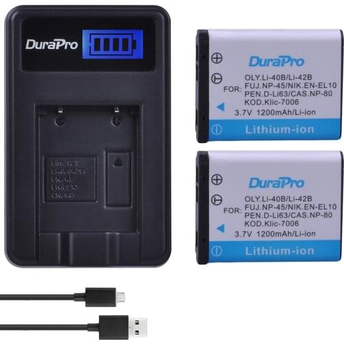 2pcs Li-40B LI-42B LI 40B 42B LI40B Batteries + LCD USB Charger for OLYMPUS Camera FE160 FE190 FE210 FE220 FE230 FE240 FE250