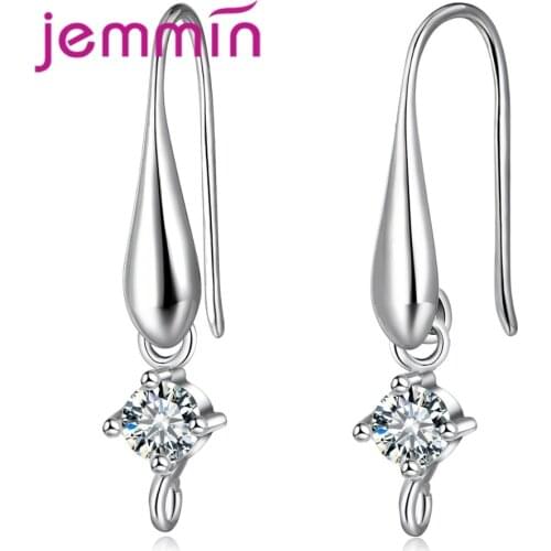 Women 925 Sterling Silver Clasps Earring Components Hooks U-shaped Crystal Jewelry Accessories DIY Jewelry Findings