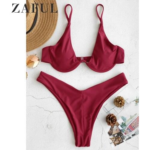 ZAFUL High Cut Underwire Bikini Set swimwear women bikinis 2019 mujer Support Type