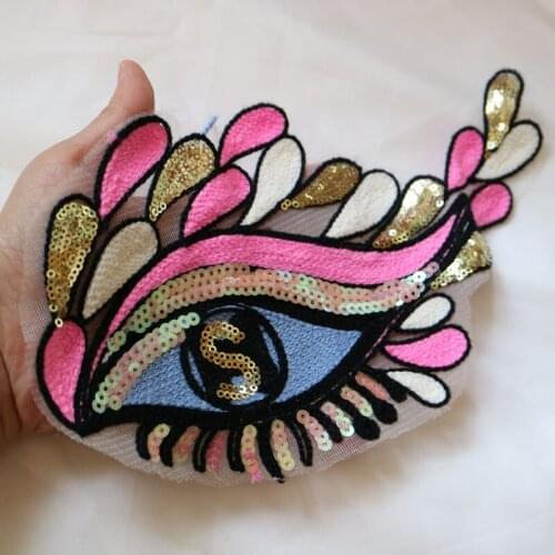 1pc sew on sequins eye Patches for Clothes Embroidery eyes parches Applique Decoration patch