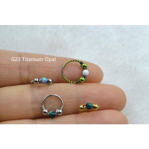 10pcs/Lot G23 Titanium Opal 20Gx8/10ml New Seamless Segment Ring Hoop Ear Cartilage Helix Tragus Nose/Ear/Lip Ring Body Piercing